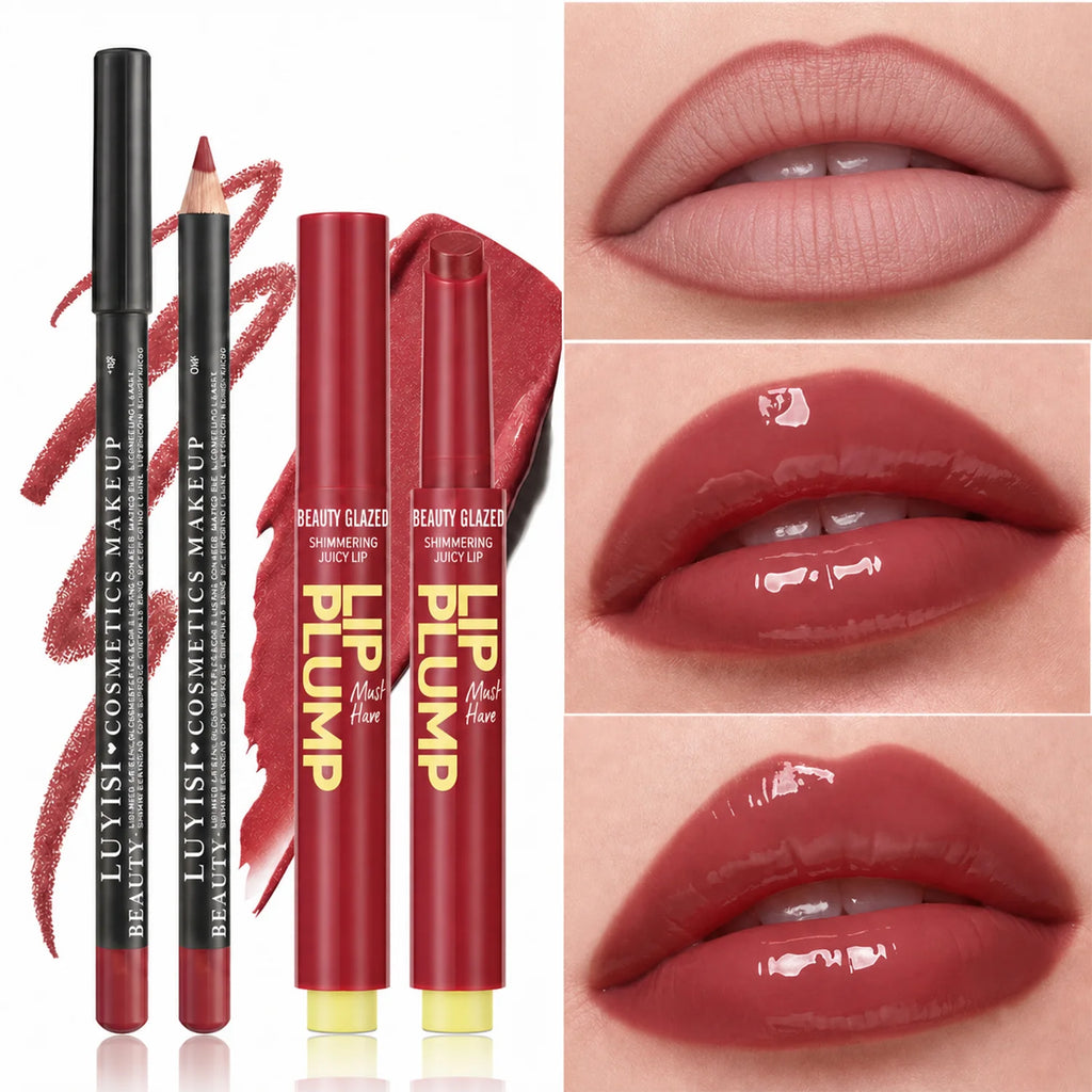 Matte Lip Liner & Moisturizing Lipstick Set | 2-Pc Lip Kit Lip Liner & Lipstick Set QXL