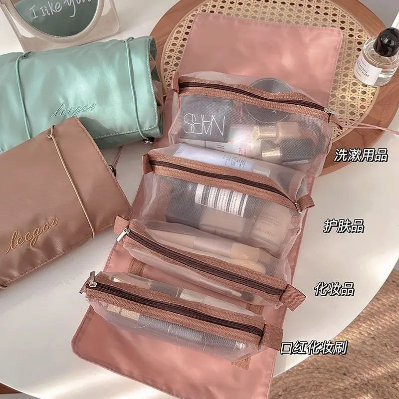 Large-Capacity Travel Makeup Bag with Pencil Storage Travel Makeup Bag QXL