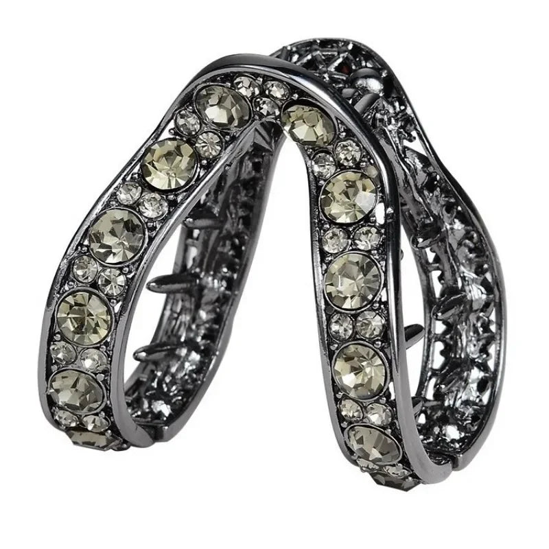 Rhinestone Metal Mini Ponytail Claw Clip | Anti-Droop Style Ponytail Claw Clip QXL