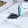 Diamond Pocket Mirror & Foldable Air Cushion Comb | 2-in-1 Compact Mirror Comb QXL Lake Blue Large Di