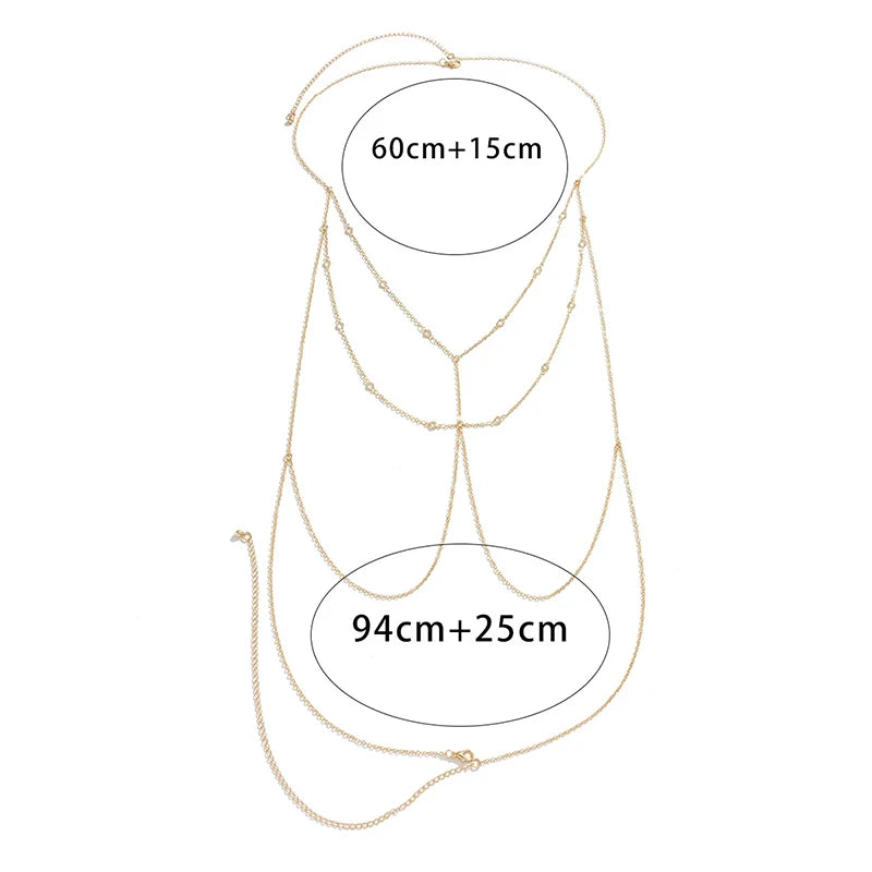 Shiny Zircon Tassel Body Chain | Women's Beach Jewelry Body Chain Jewelry QXL