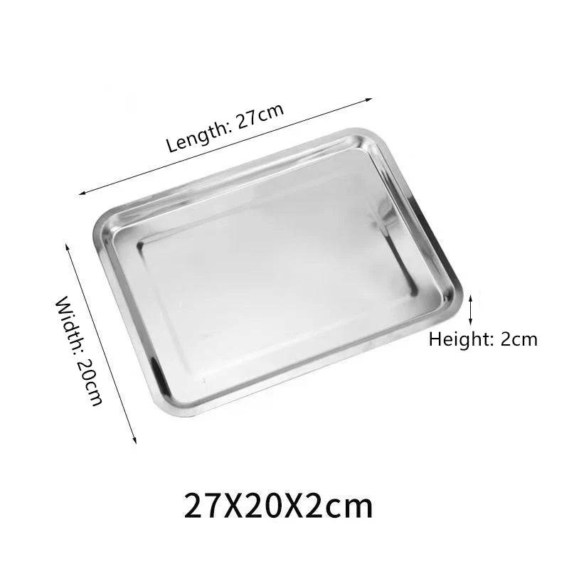 304 Stainless Steel Rectangle Serving Tray | BBQ & Kitchen Stainless Steel Serving Tray QXL A1