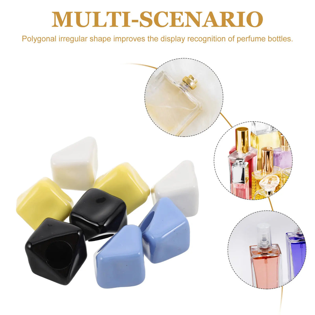 8-Pack Glossy Colorful Perfume Bottle Caps | Irregular Shape Lids Perfume Bottle Caps QXL