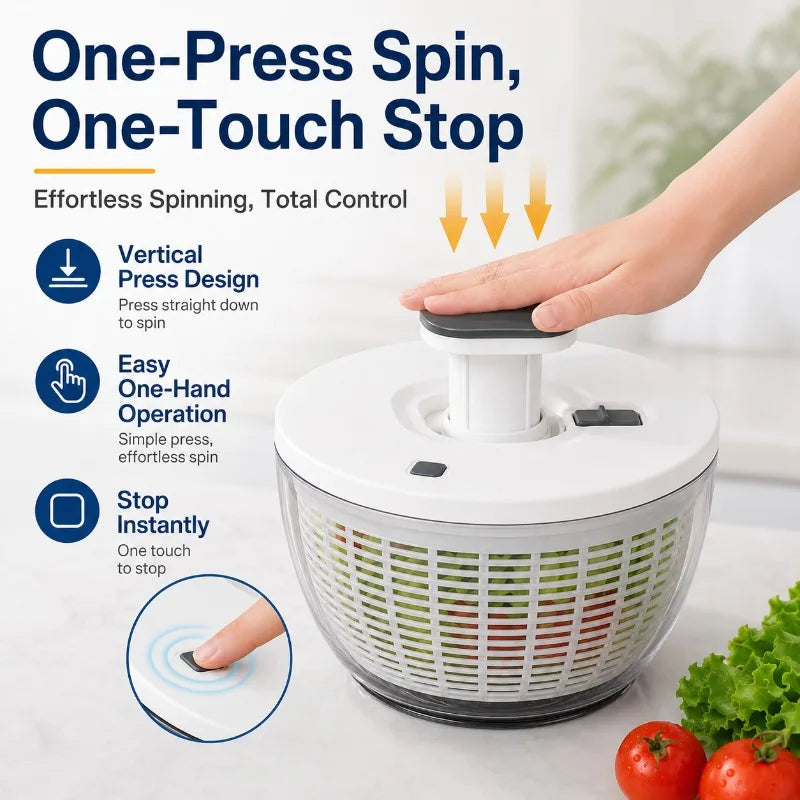 6L Manual Salad Spinner & Vegetable Washer | Non-Slip Base Salad Spinner QXL