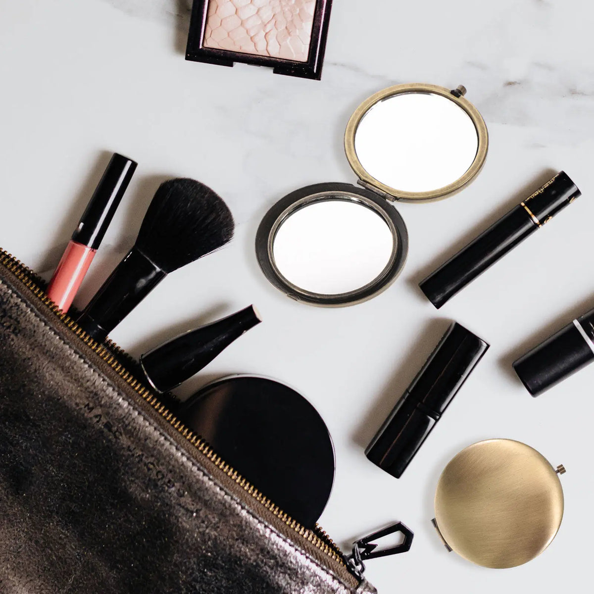 Compact Round Folding Makeup Mirror | Wooden Pocket Mirror Compact Makeup Mirror QXL