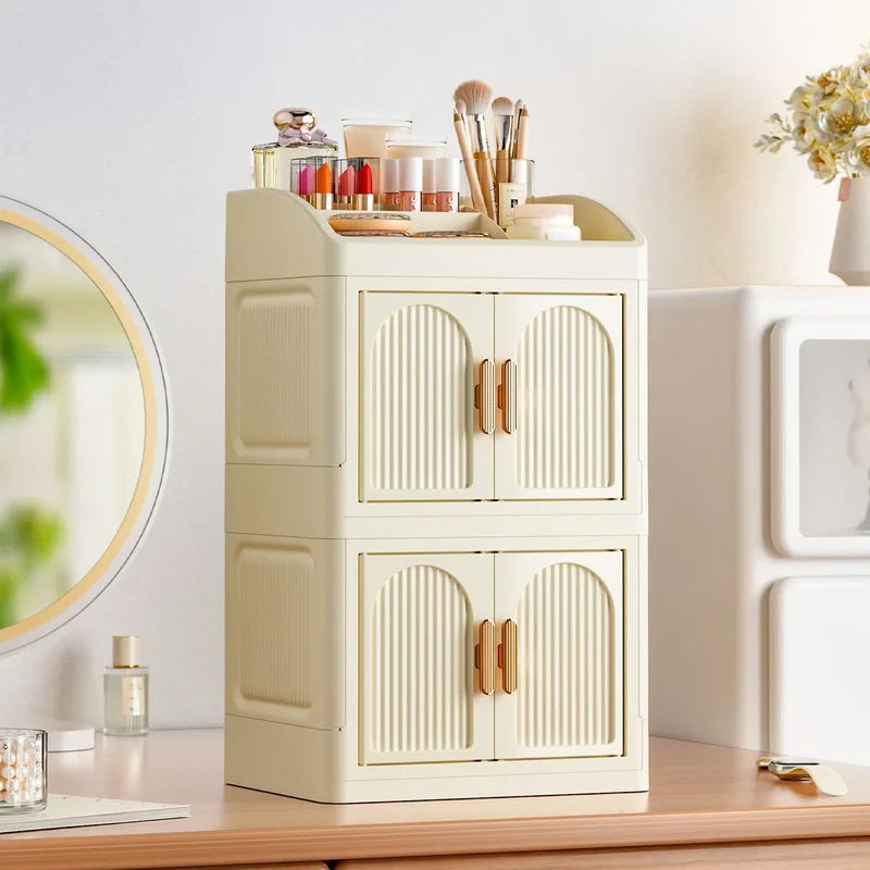 Foldable Multi-Layer Desktop Cosmetics Organizer Cabinet Cosmetics Organizer QXL
