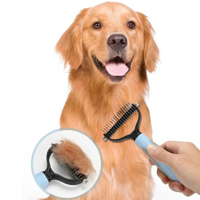 Pet Deshedding Brush & Knot Cutter Comb for Dogs & Cats Pet Grooming Comb QXL
