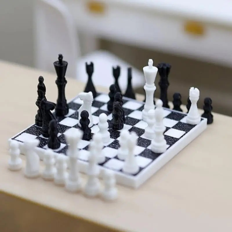 1:12 Miniature Dollhouse Chess Set | Life Scene Decoration Dollhouse Miniature QXL Default Title