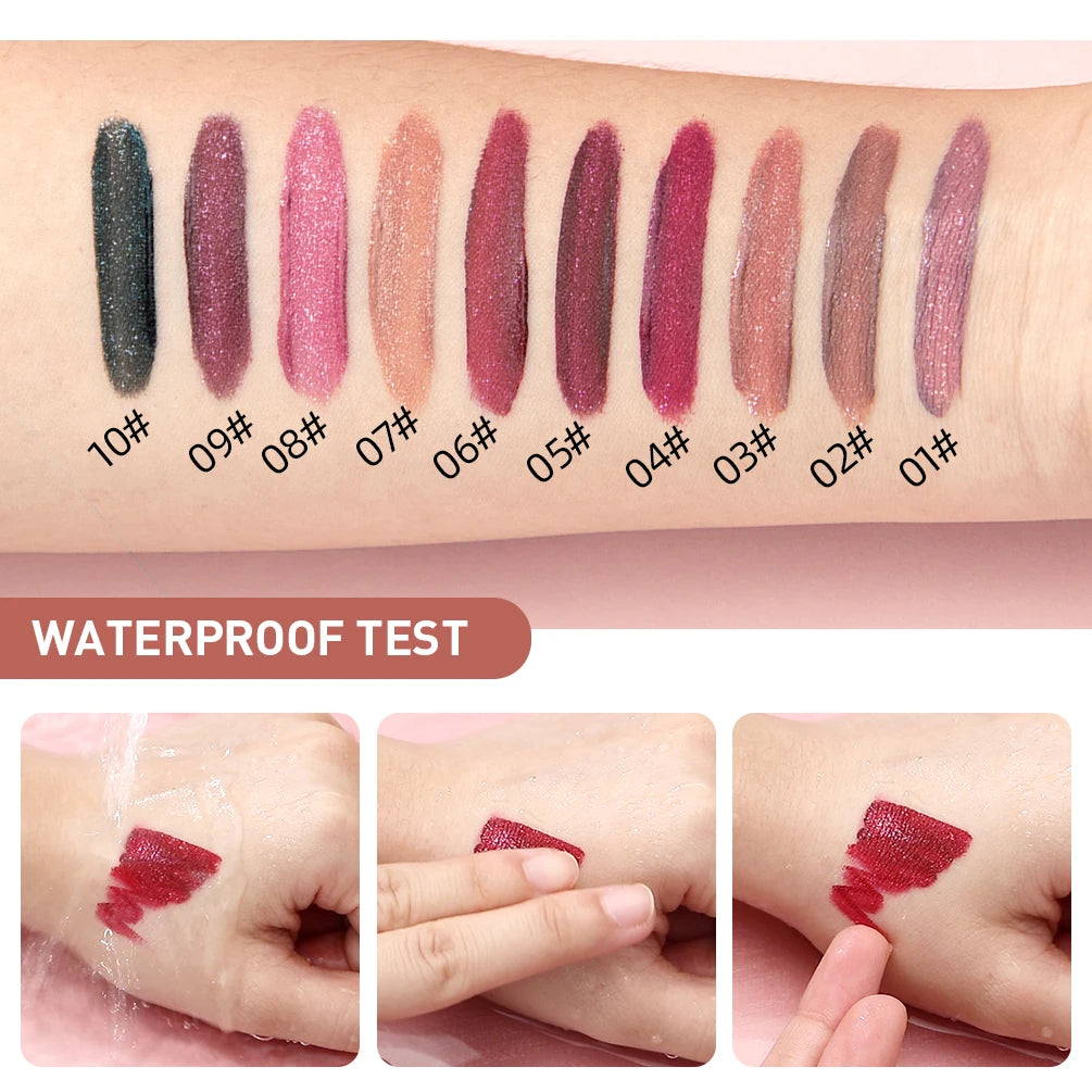 QIBEST Glitter Shimmer Lip Gloss | Pearlescent Liquid Lipstick Glitter Lip Gloss QXL