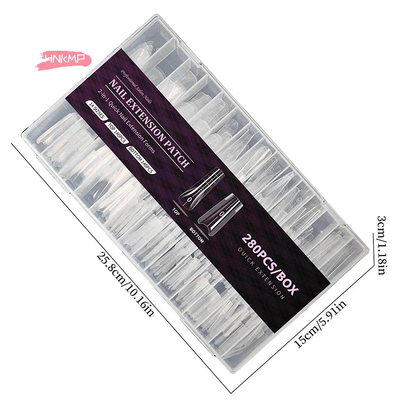280-Pc Dual Nail Forms | 14 Sizes Coffin & Almond Extensions Nail Extension Forms QXL