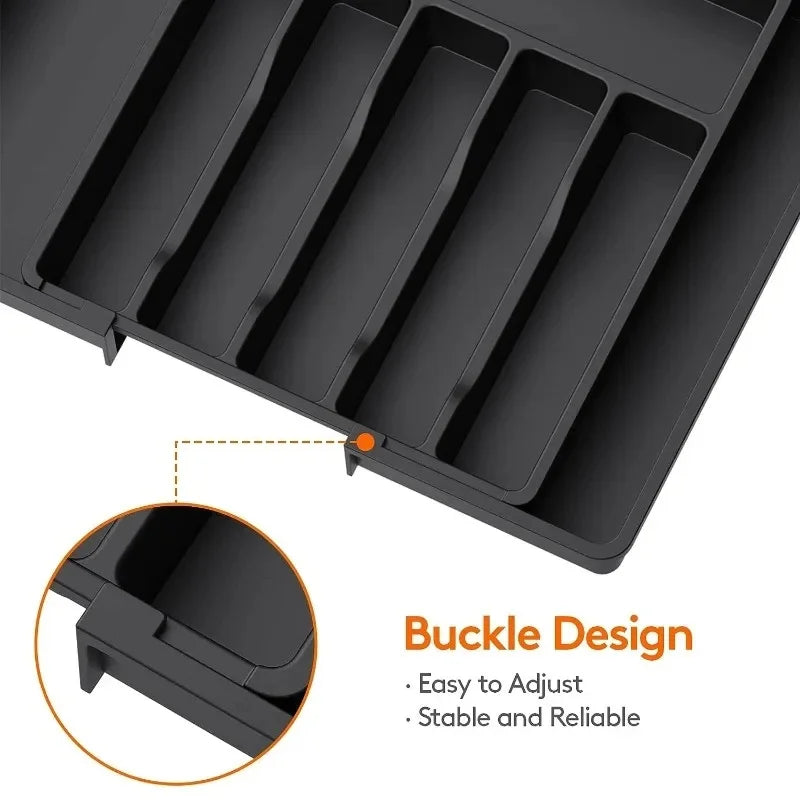 Adjustable Drawer Organizer – Expandable Flatware & Utensil Tray Drawer Organizer Tray QXL