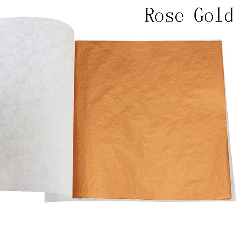 100-Sheet Gold Foil Leaf Sheets for Gilding & DIY Crafts Craft Foil Sheets QXL Rose Gold