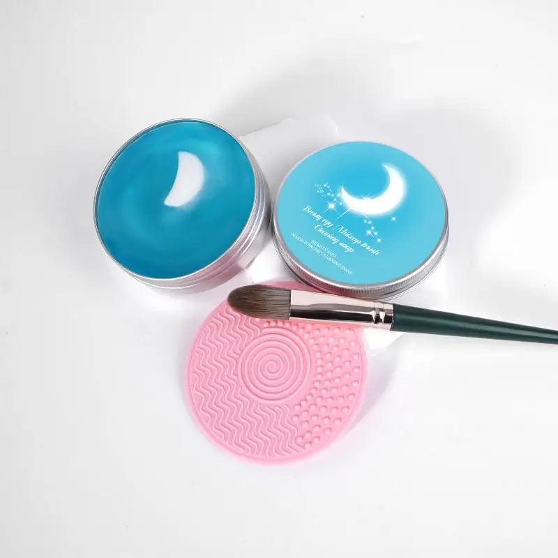 Makeup Brush Cleansing Soap Kit with Silicone Scrub Pad Brush Cleansing Soap QXL
