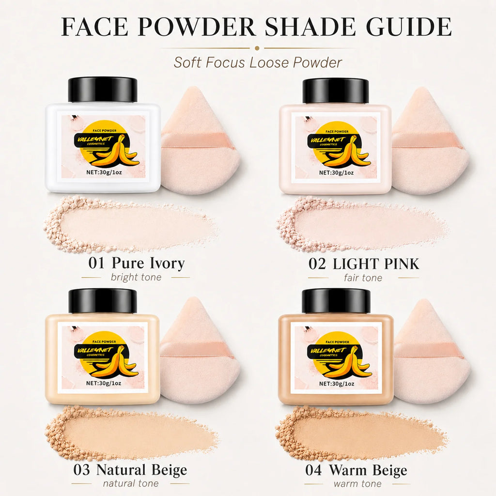 Matte Loose Setting Powder & Puff – Oil Control & Waterproof Loose Setting Powder QXL