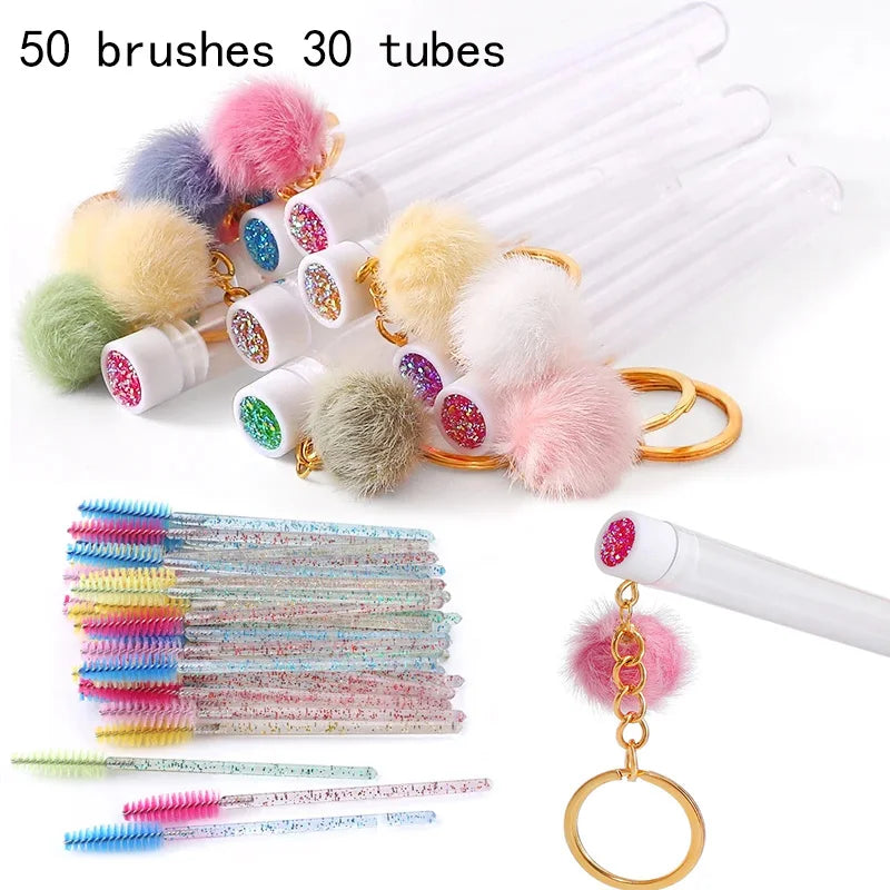 Gold Tube Mascara Wands & Spoolie Eyebrow Brushes Set Spoolie Mascara Wands QXL 30tubes 50brushes
