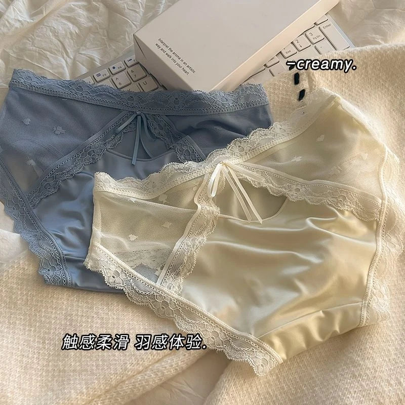French Lace Hollow Women's Briefs | Soft Cotton Crotch Panties Women's Lace Briefs QXL