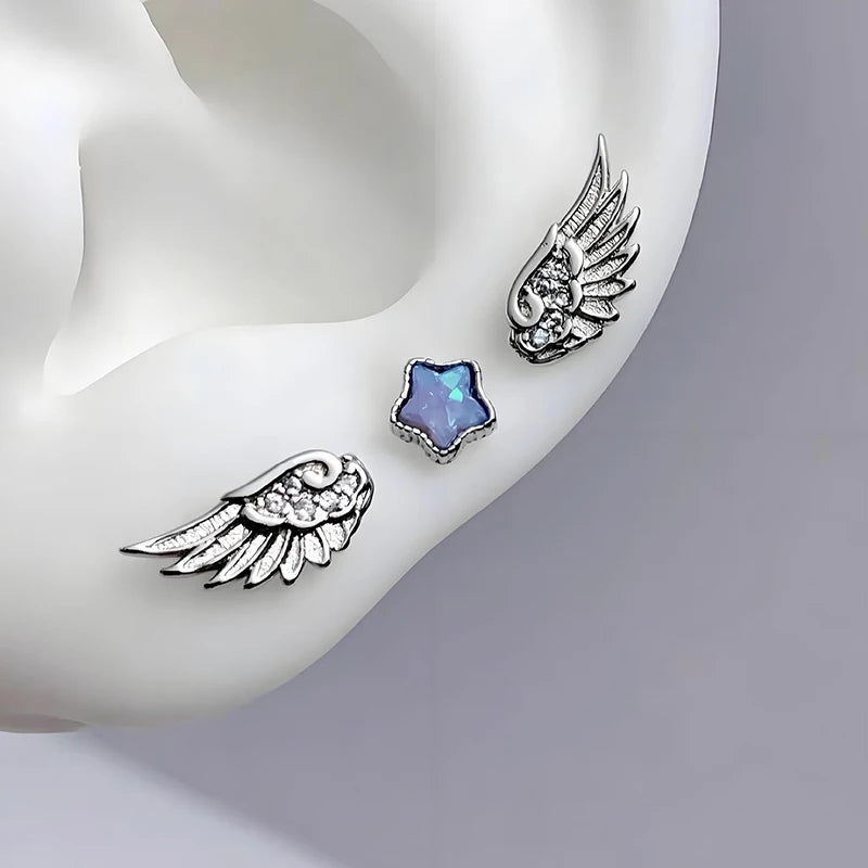 Wings Stud Earrings for Women | Stainless Steel Shiny Stud Earrings QXL