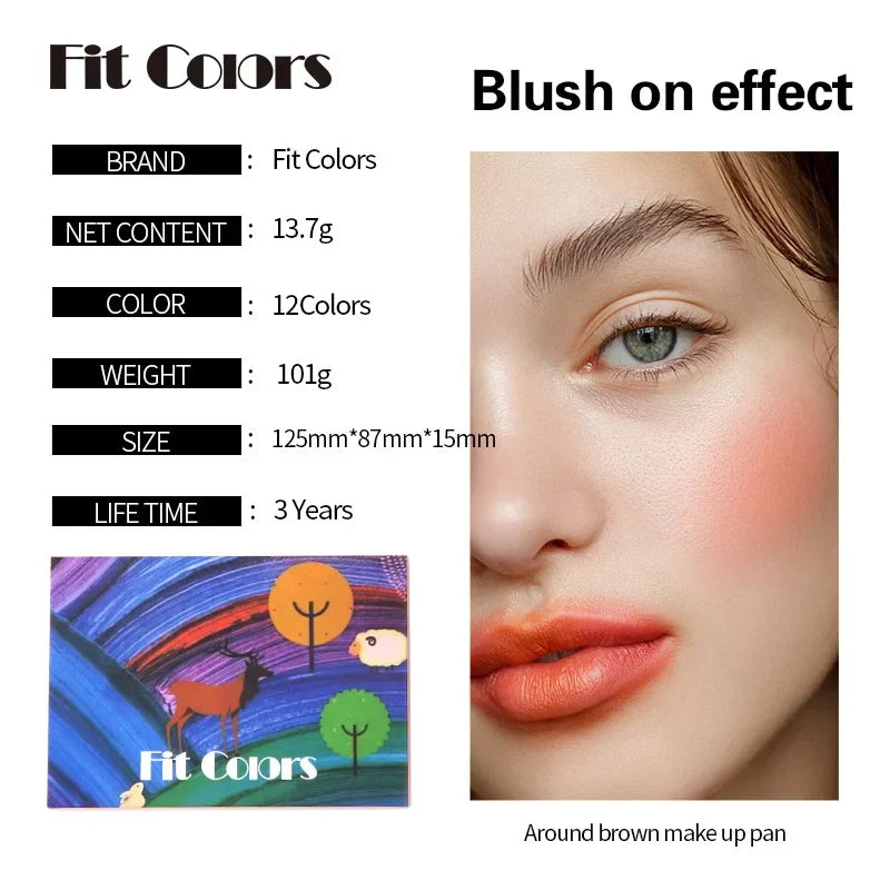 Fit Colors 12-Color Eyeshadow Palette | Matte & Shimmer Earthy Eyeshadow Palette QXL
