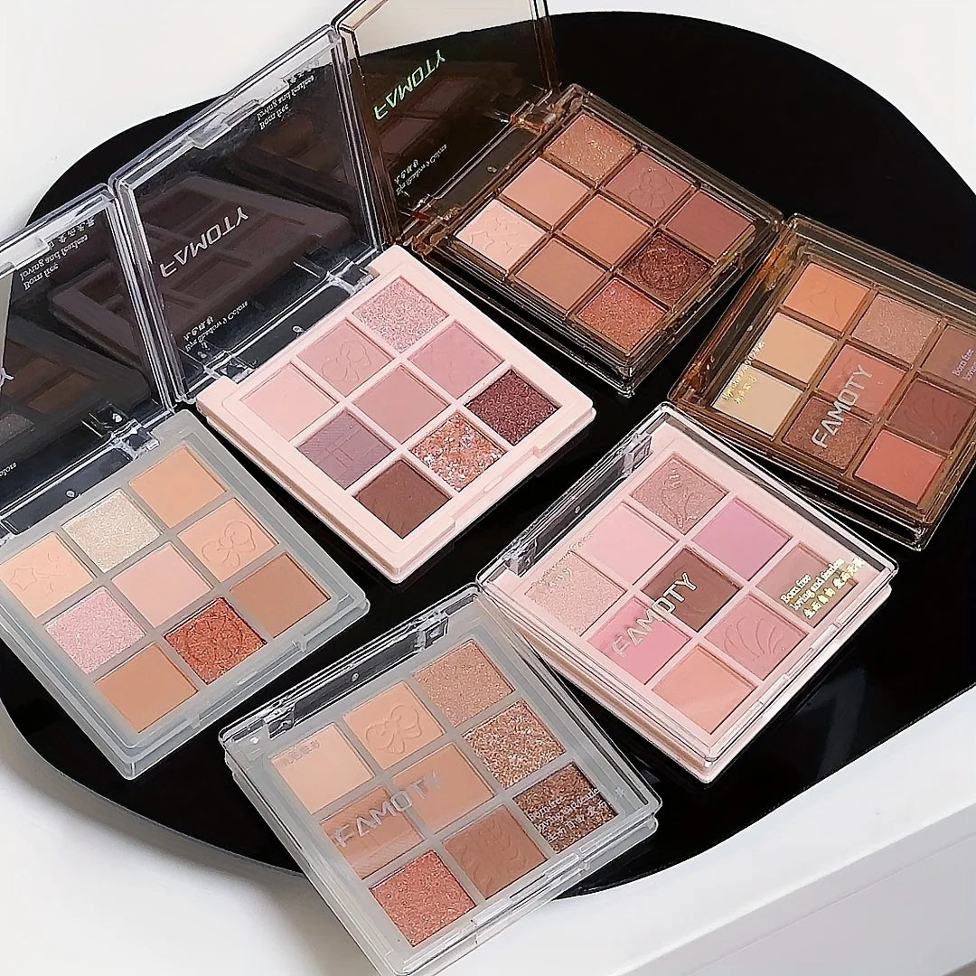 9-Color Smokey Eyeshadow Palette | Black Grey Silver Shimmer Eyeshadow Palette QXL