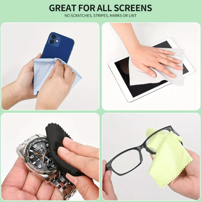 8-Pack Microfiber Cleaning Cloths – Lenses, Screens & Glasses Microfiber Cleaning Cloths QXL