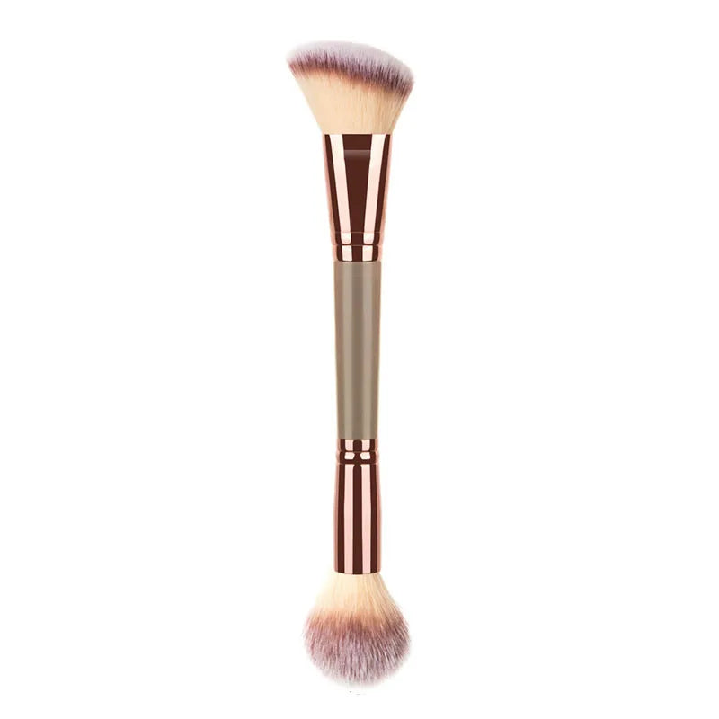 2-in-1 Double-Ended Flame Contour & Foundation Brush Dual Makeup Brush QXL 1Pc