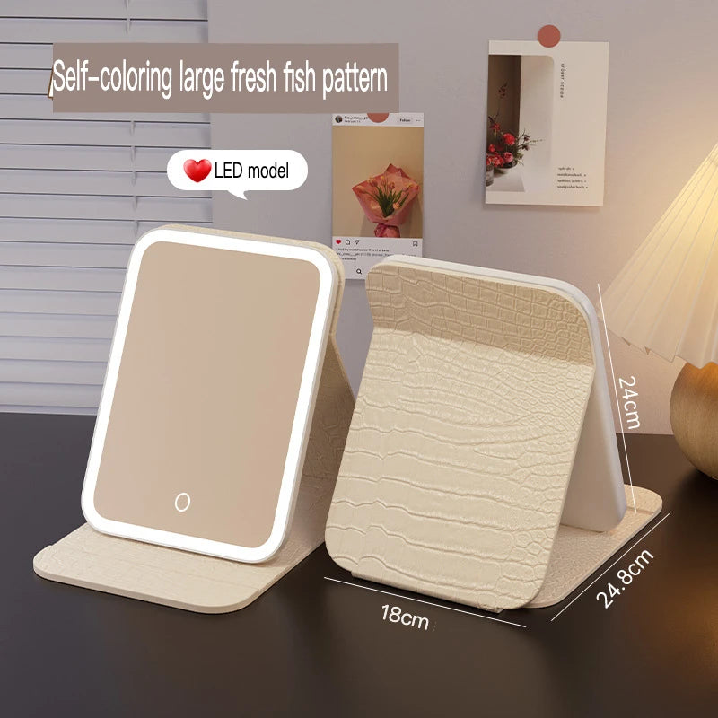 LED Lighted Vanity Mirror | Rechargeable Desktop Makeup Mirror LED Vanity Mirror QXL