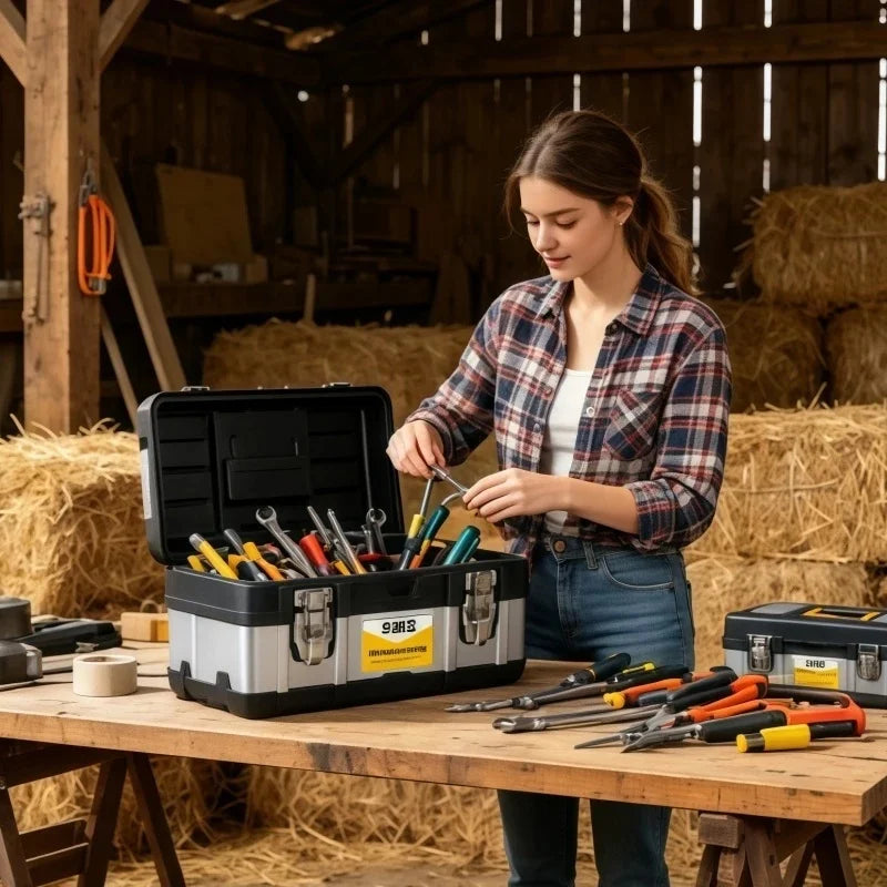 17-Inch Heavy Duty Portable Tool Box with Removable Tray Portable Tool Box QXL