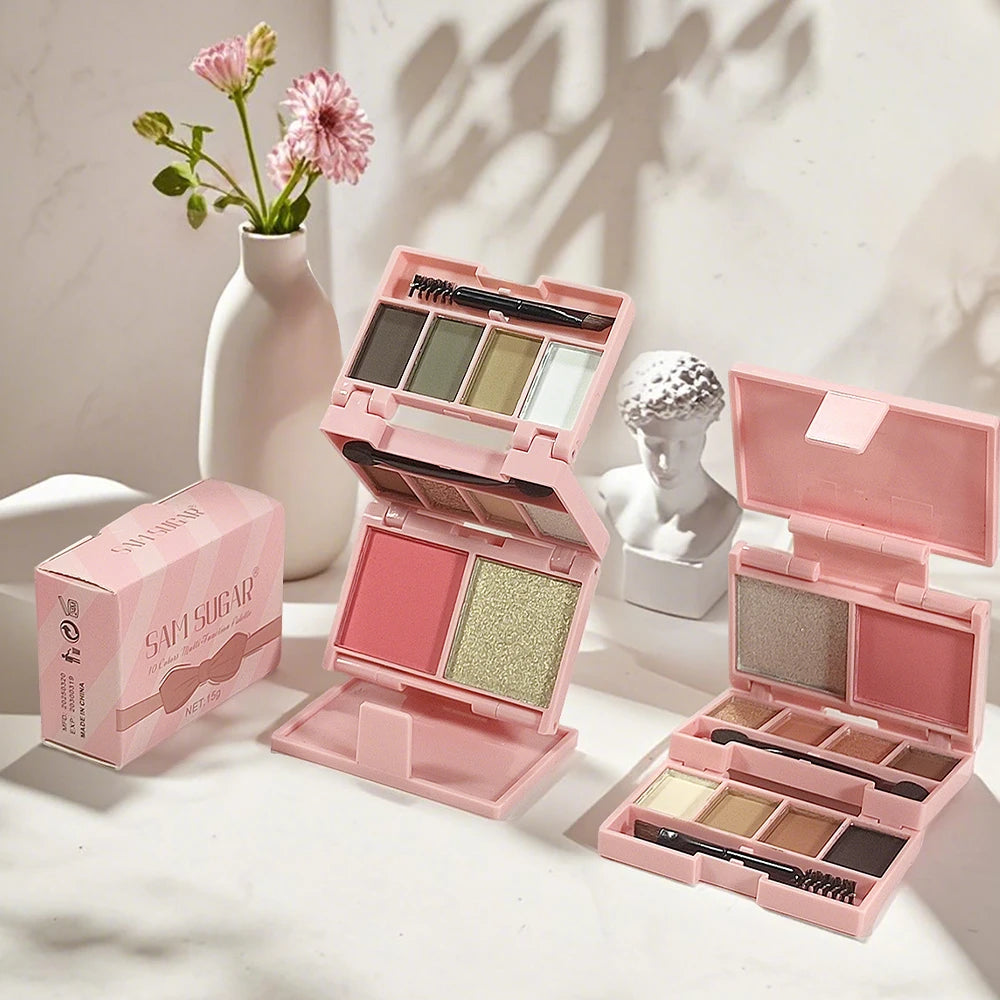 6-Color Folding Makeup Palette | Blush Highlighter Eyeshadow Makeup Palette QXL