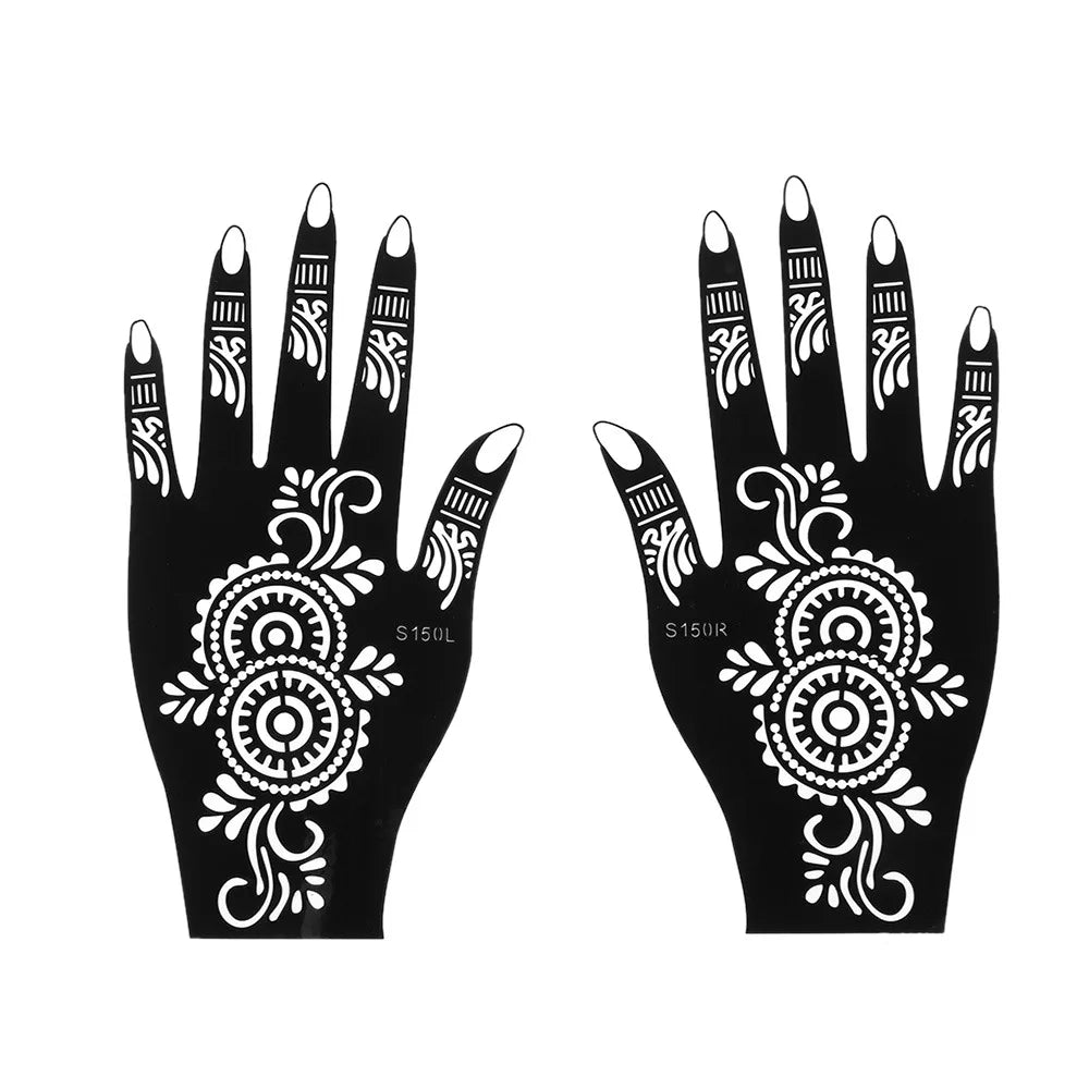 2-Pack Henna Tattoo Stencils – Flower Hand Body Art Templates Henna Tattoo Stencil QXL