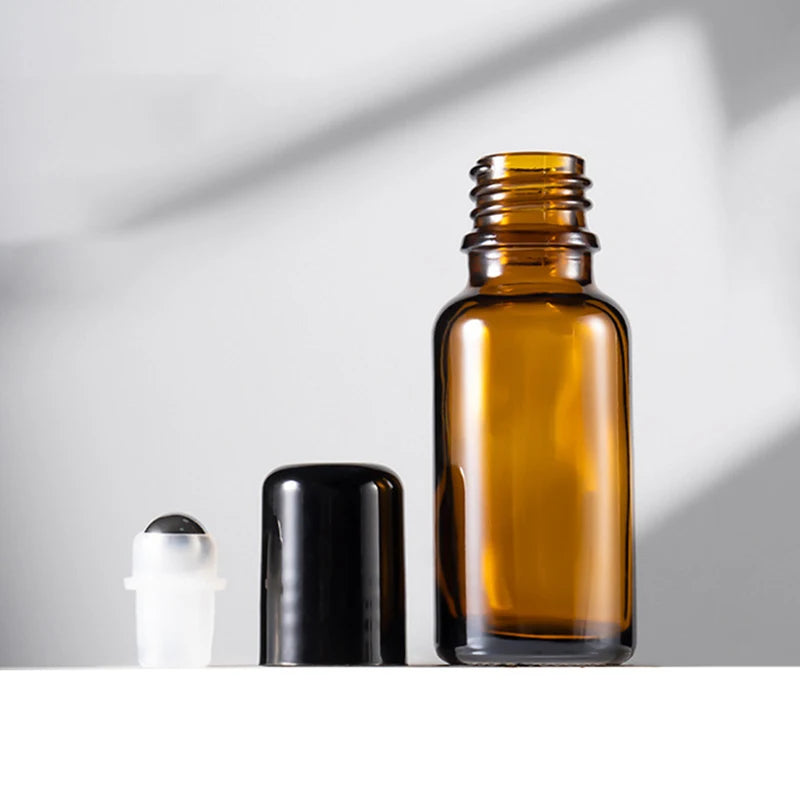 Amber Glass Roller Ball Bottle | Essential Oil & Cosmetic Applicator Glass Roller Bottle QXL