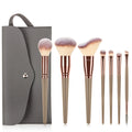 Ronshadow 15-Pc Makeup Brush Set with Storage Bag Makeup Brush Set QXL Brown 7pcs-bag