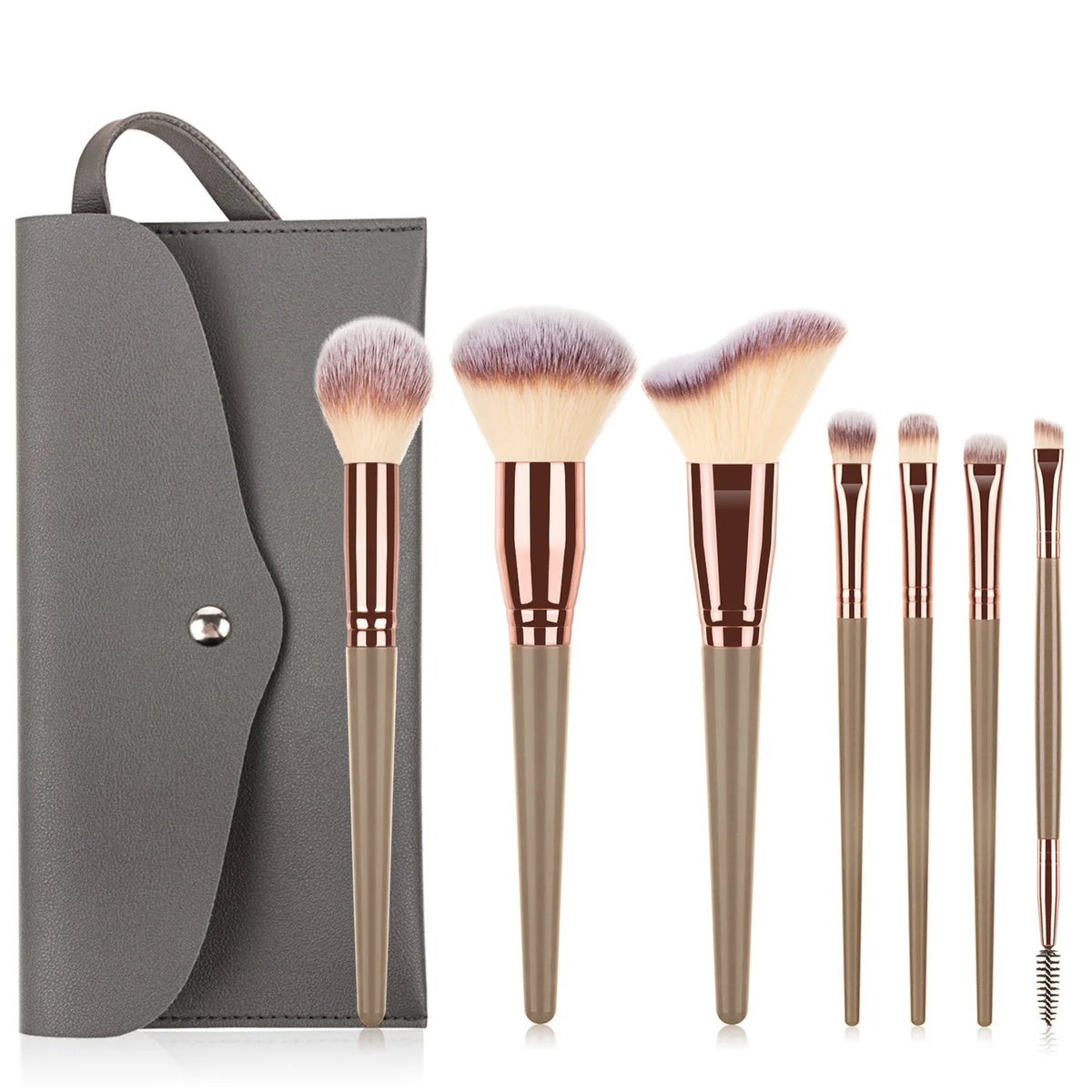 Ronshadow 15-Pc Makeup Brush Set with Storage Bag Makeup Brush Set QXL Brown 7pcs-bag