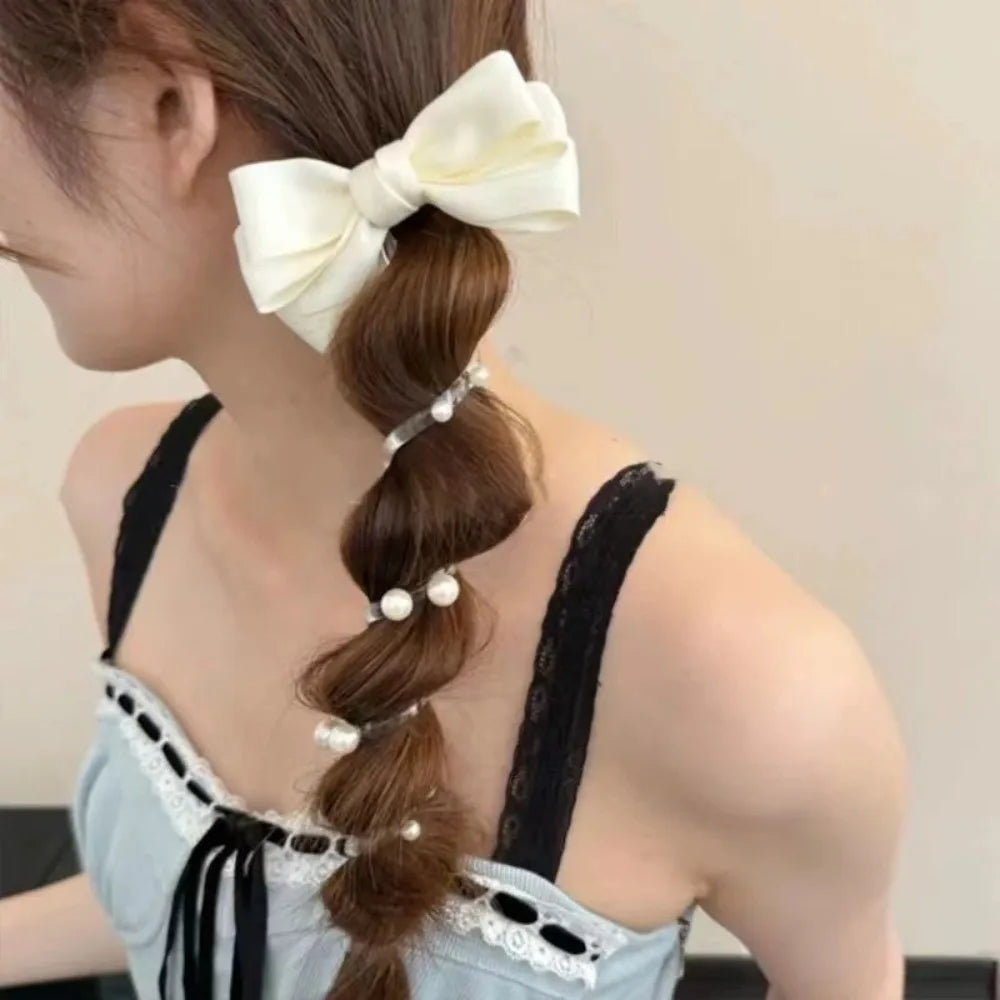 Bow Knot Spiral Coil Hair Tie | Elastic Telephone Cord Band Spiral Hair Tie QXL