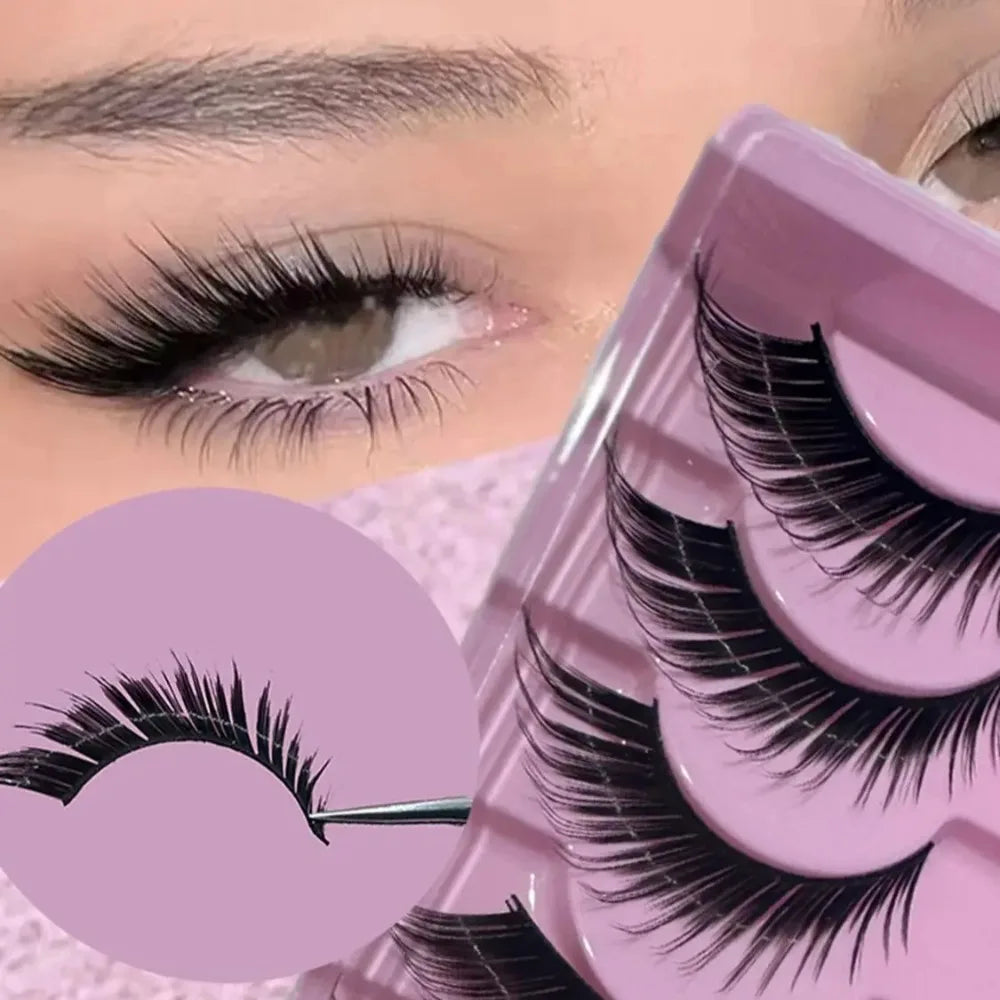 Korean Manga False Lashes 10 Pairs | Natural Brown Cluster Kit False Lash Kit QXL