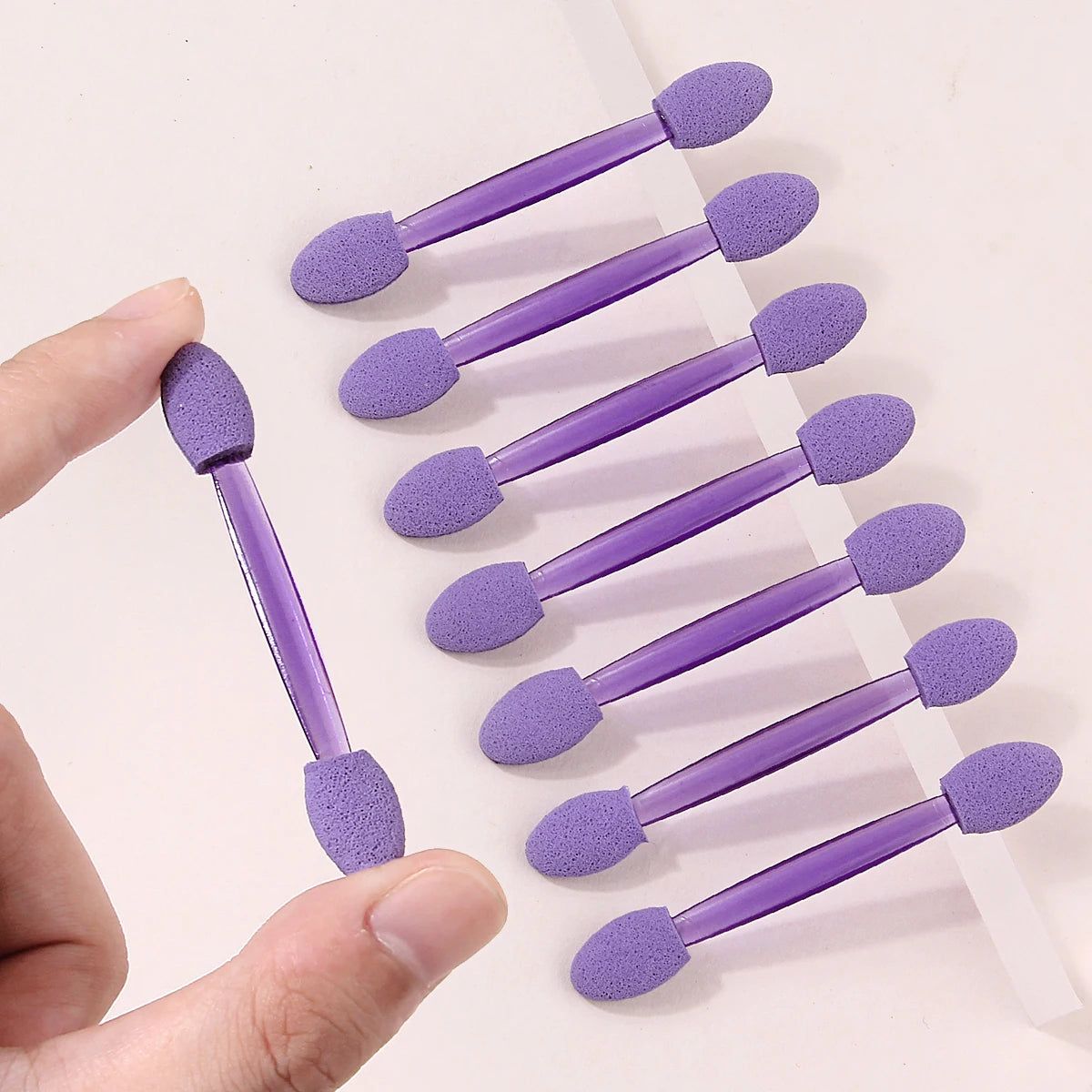 50-Pack Double-Ended Eyeshadow Sponge Applicators | Purple Disposable Makeup Applicator QXL