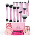 MAANGE 50-Pc Makeup Brush Kit | Puffs, Bag & Cleaning Bowl Makeup Brush Set QXL Pink