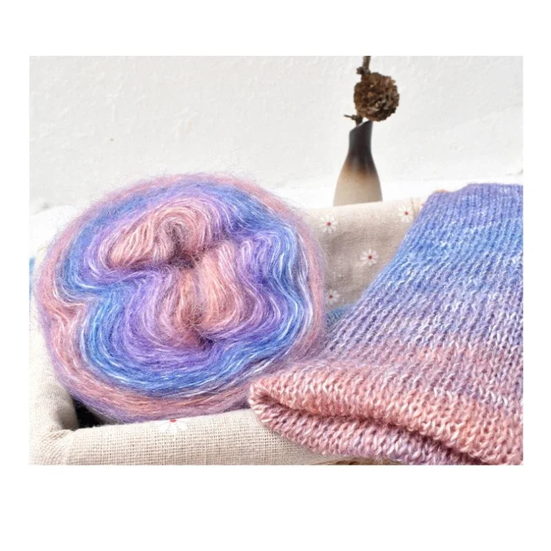Gradient Mohair Blended Yarn 50g | Soft Fancy Wool for Knitting Mohair Blended Yarn QXL