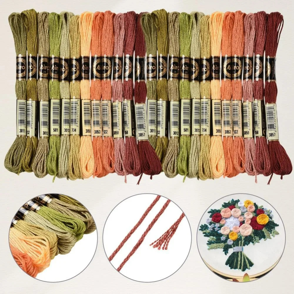 Variegated Embroidery Floss 24 Skeins | Gradient Cross Stitch Thread Embroidery Floss Set QXL