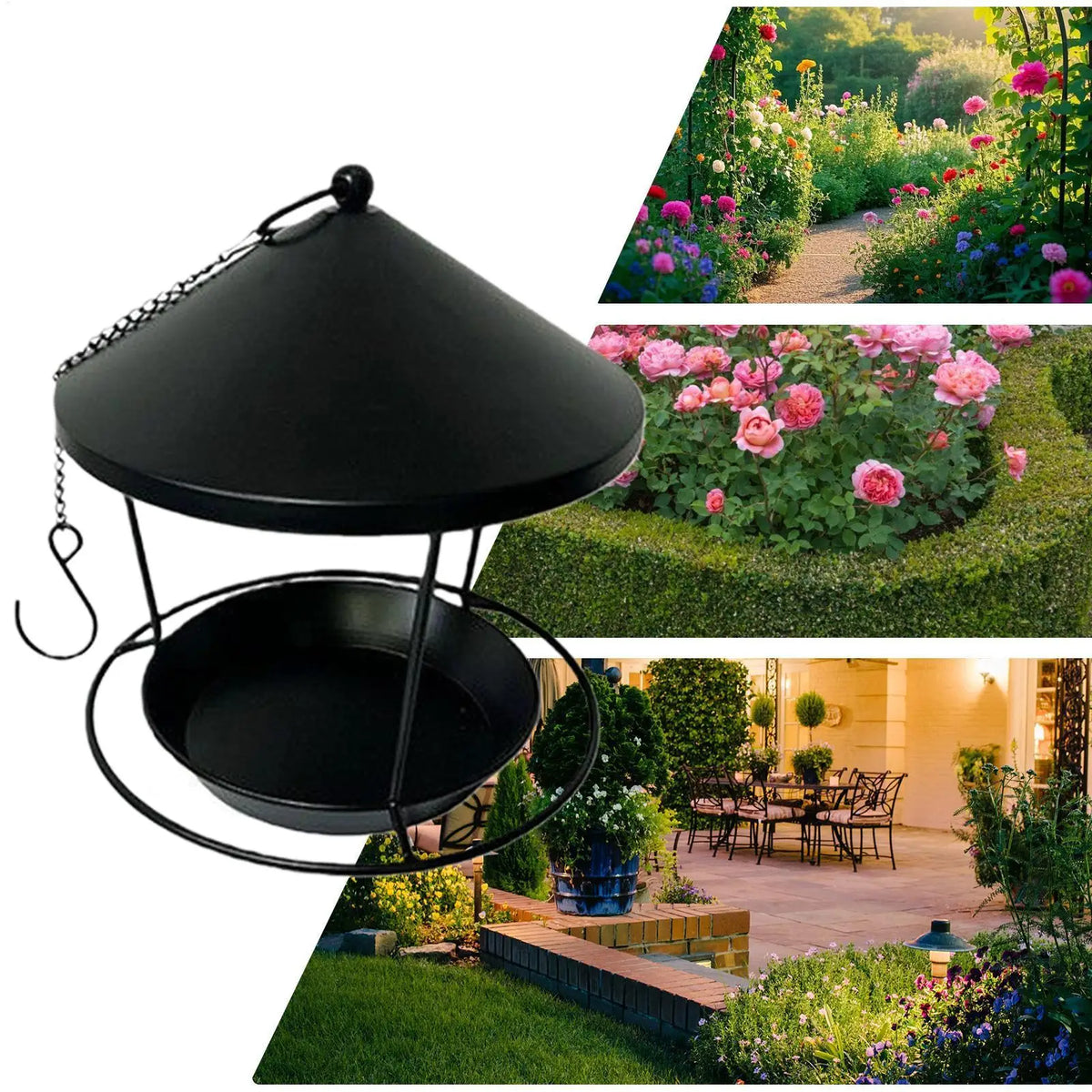 Outdoor Hanging Metal Bird Feeder | Weatherproof Garden Tray Hanging Bird Feeder QXL