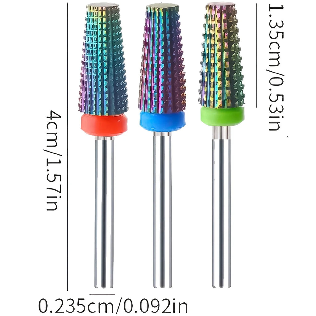5-in-1 Cone Tungsten Carbide Nail Drill Bit – Gel & Acrylic Nail Drill Bit QXL