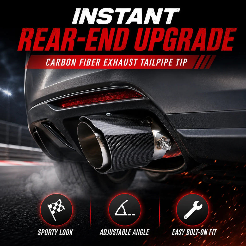 Carbon Fiber Exhaust Tip 63–89mm Adjustable Stainless Steel Exhaust Tailpipe Tip QXL