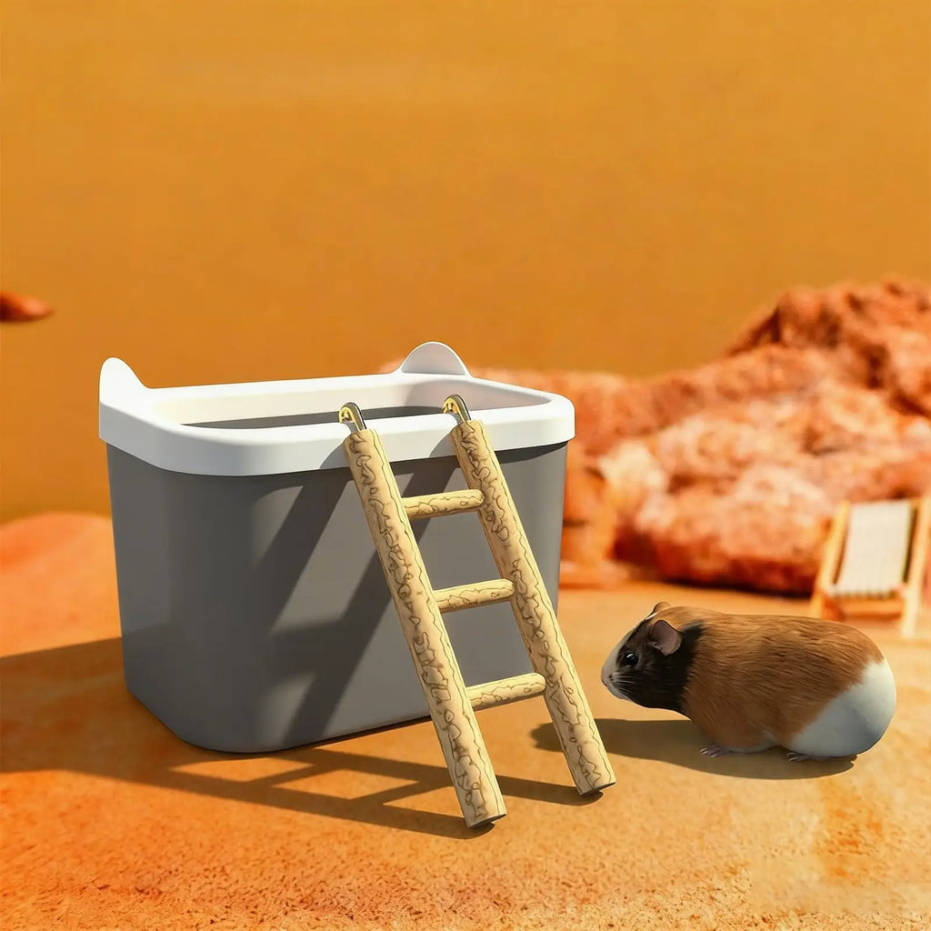Hamster Sand Bath Box with Ladder | Small Animal Container Small Animal Sand Bath QXL