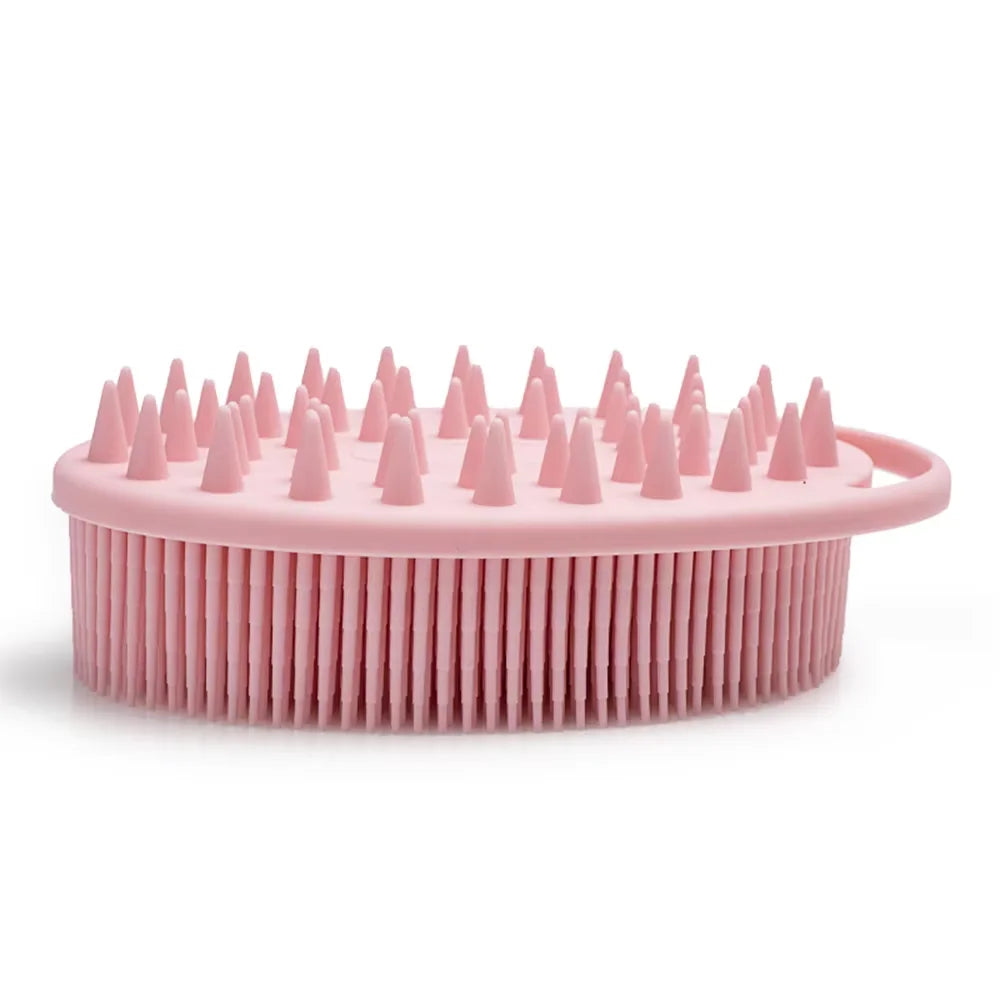 2-in-1 Silicone Shower Brush – Body Scrubber & Scalp Massager Shower Scrub Brush QXL GJ12-pink-02