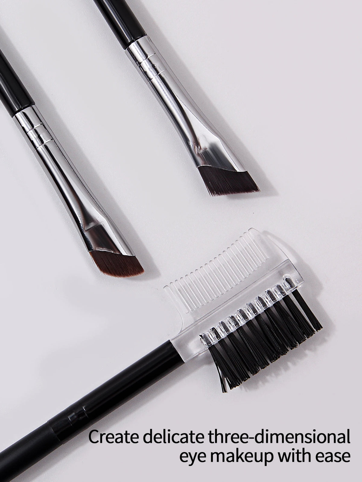 3-Pc Double-Ended Eyebrow & Eyeliner Brush Set | KOSSHOW Eye Makeup Brush Set QXL