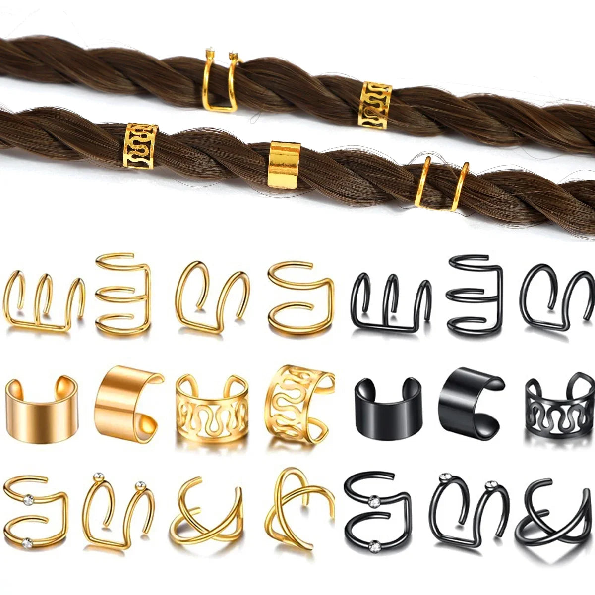 Dreadlock Braid Beads Hair Cuffs Rings Gold Silver 5–100Pcs Hair Braid Beads QXL