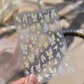 5D White Orchid Nail Stickers | Floral Lace Moon Nail Decals Nail Art Stickers QXL to5686