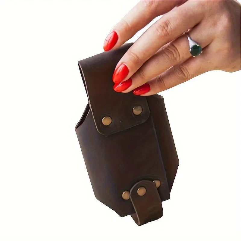 PU Leather Beer Can Holder – Adjustable Waist Belt 330–500ml Waist Belt Holster QXL Brown