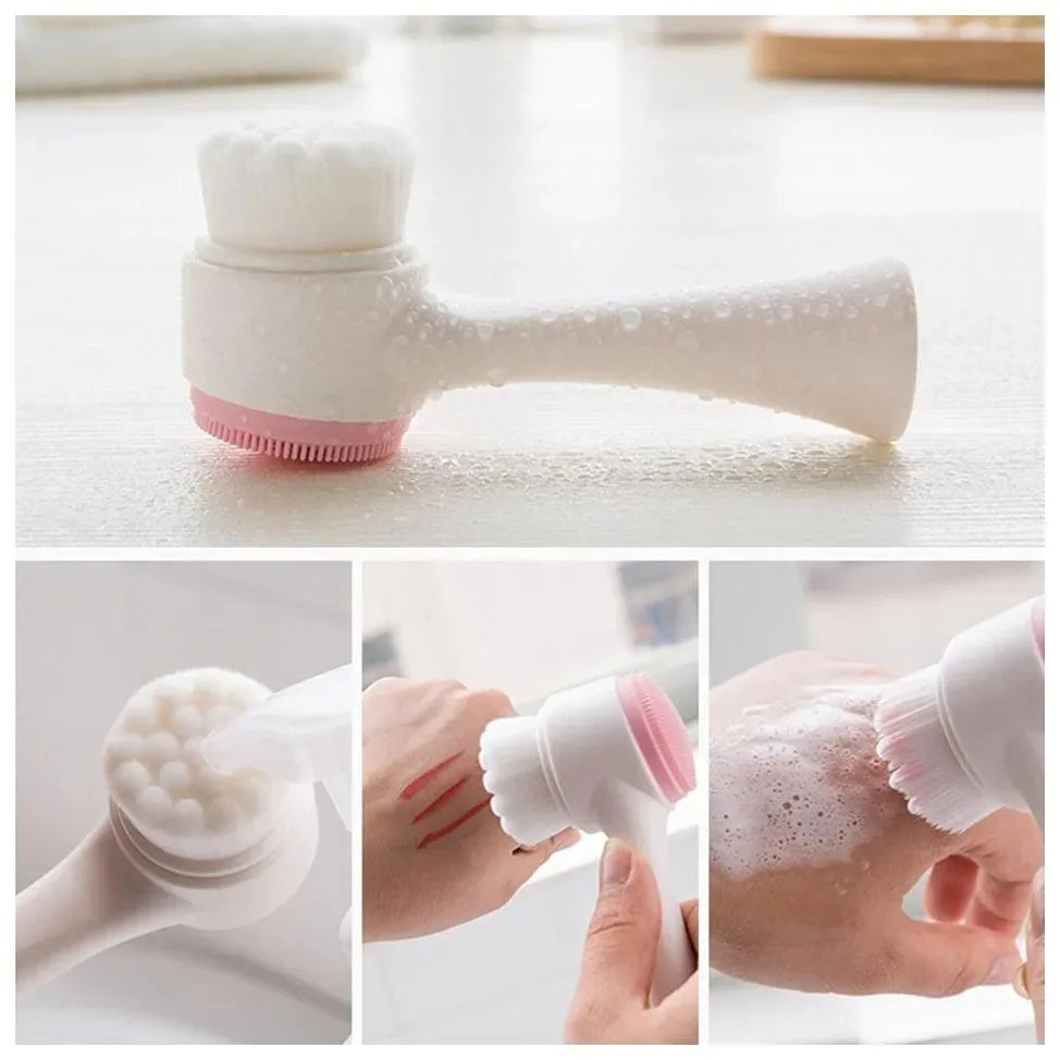 3D Double-Sided Silicone Facial Cleansing & Massage Brush Facial Cleansing Brush QXL