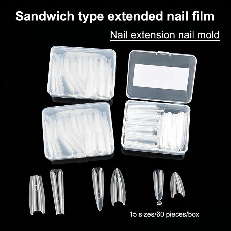 60-Pc Dual Nail Forms | Sandwich Mold for Gel & Acrylic Dual Nail Forms QXL