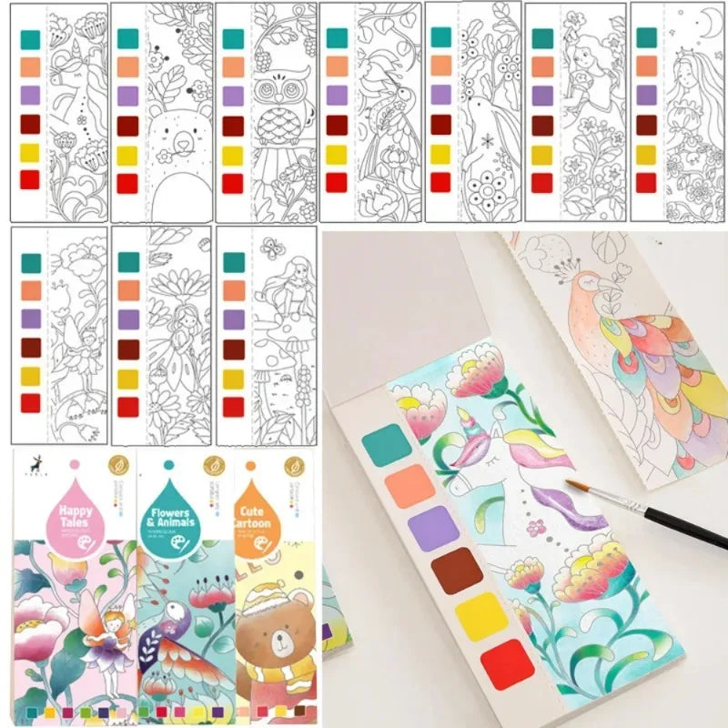 Kids Watercolor Painting Book Set – 20 Sheets & Brush Kids Watercolor Activity Set QXL